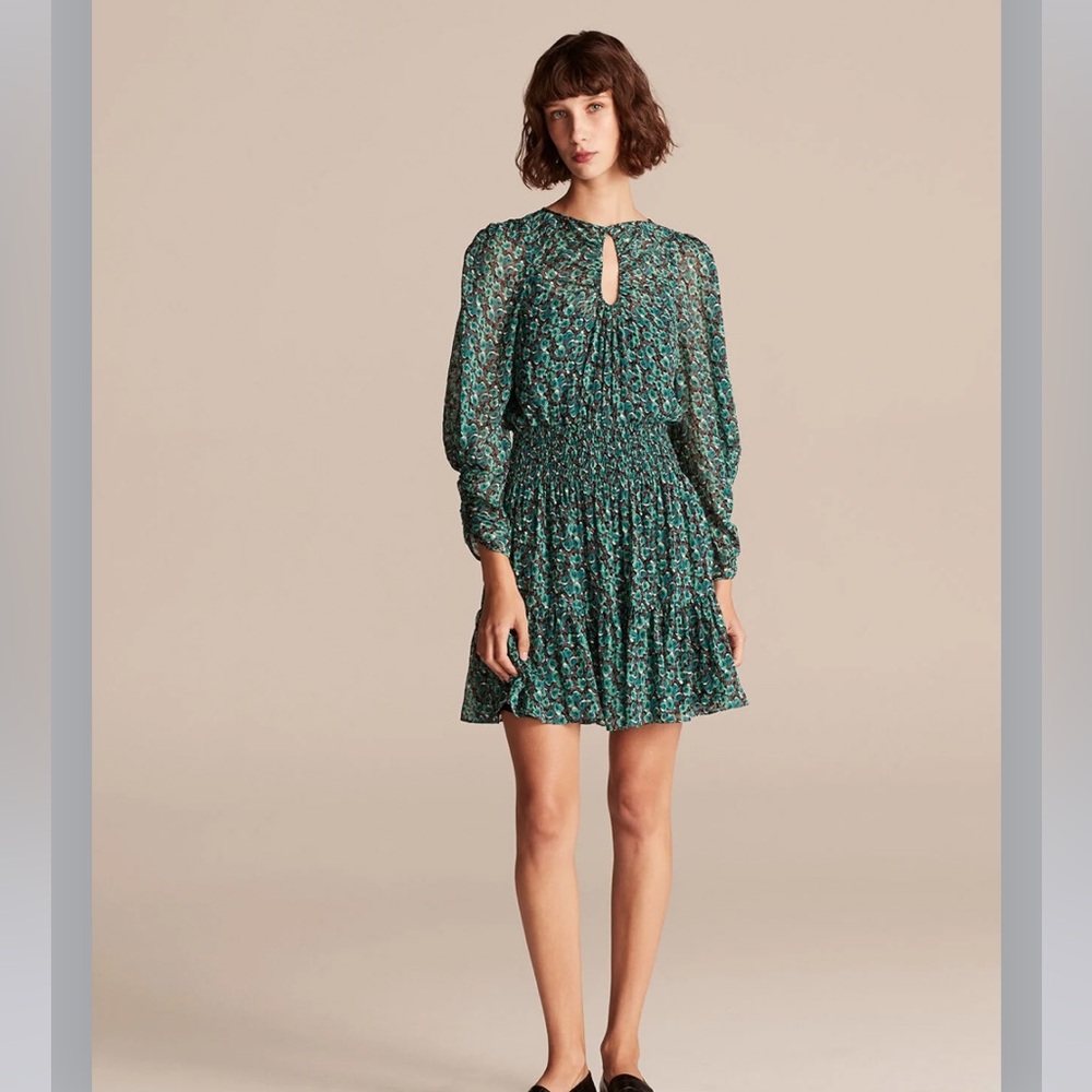Rebecca Taylor Roses Dress Long Sleeve Elastic Wait